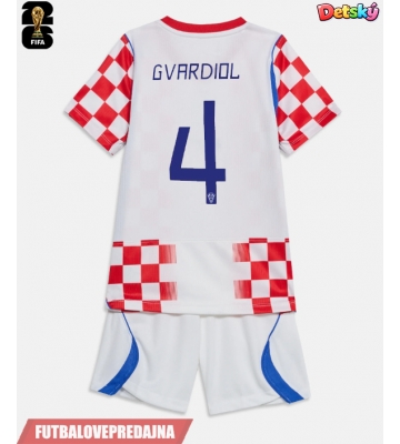 Lacne Dětský Futbalové dres Chorvátsko Josko Gvardiol #4 MS 2026 Krátky Rukáv - Domáci (+ trenírky)